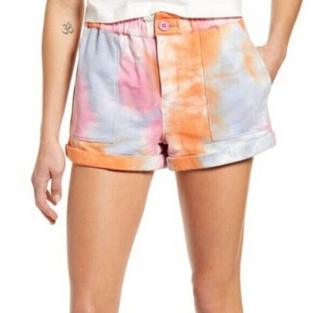 Blank NYC Size M‎ Sweet Spot Tie Dye Elastic Waist Sweat Short Casual Cuffed